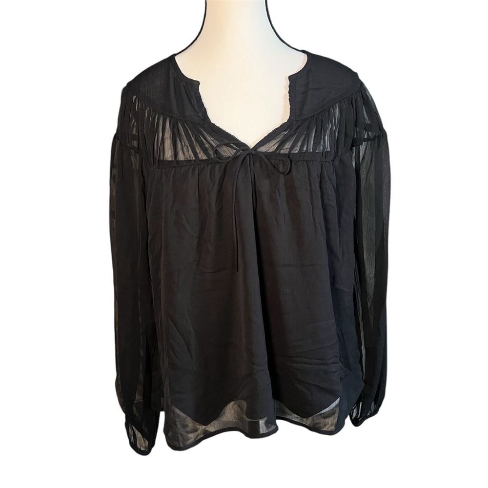 Old Navy Elegant Black Sheer Women's Long Sleeve Top Size Medium